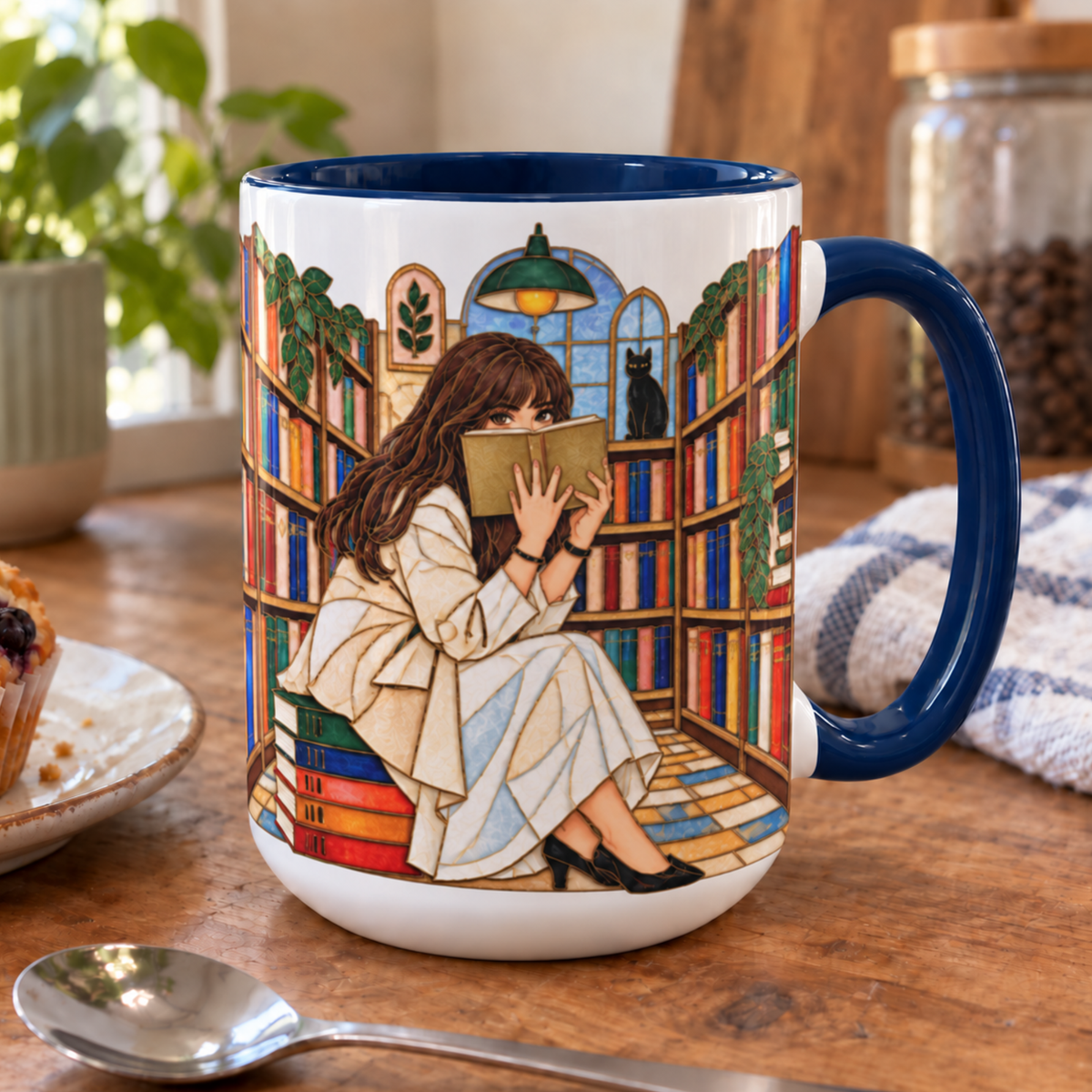 Book Lover Halloween Gift, Personalized Book Lover Mug, Custom Bookshop Name, Cozy Spooky Reading Mug