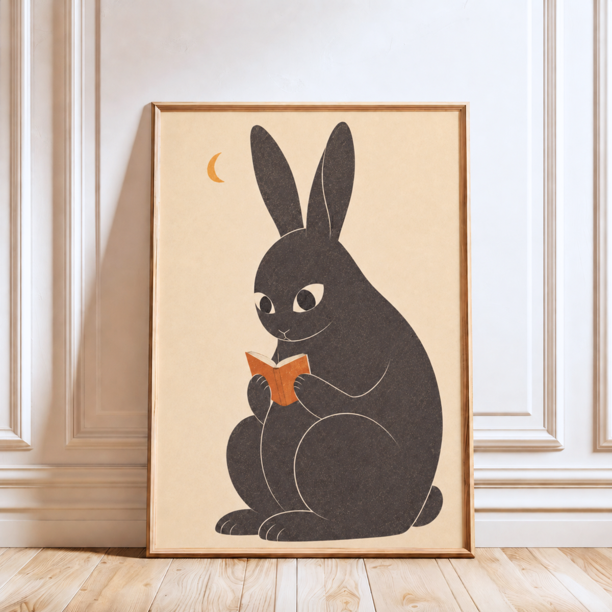 Book Lover Wall Art Print, Rabbit Reading Poster, Cozy Reading Nook Decor