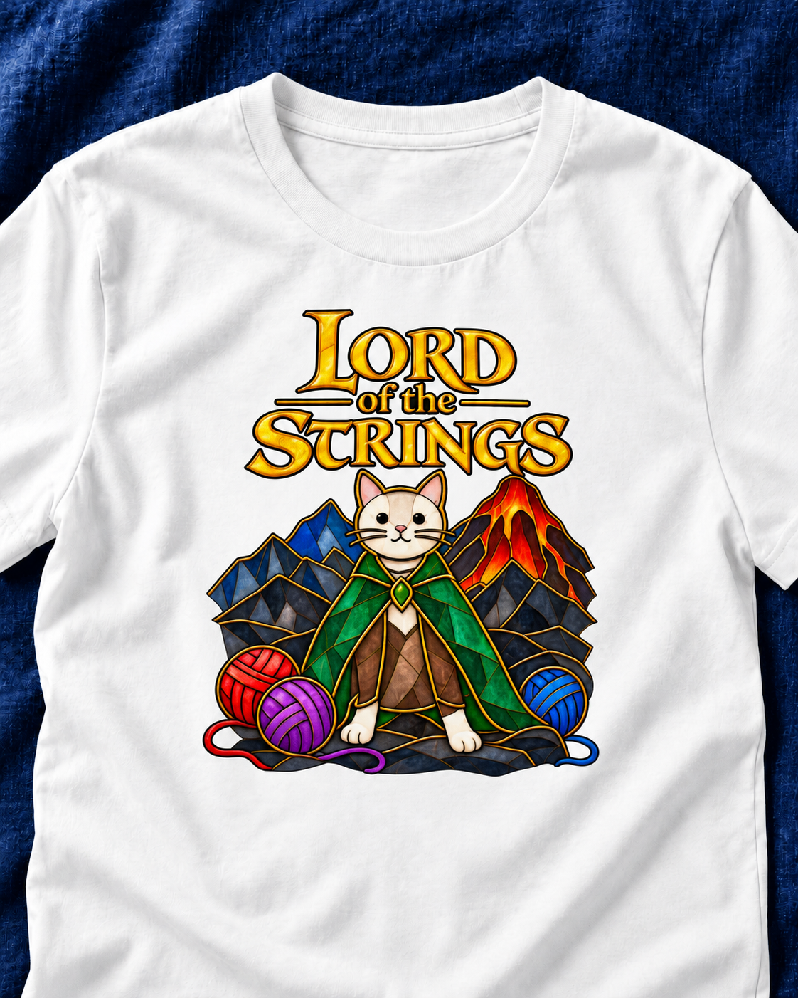 Lord of the Strings Cat Unisex T-Shirt – Funny Fantasy Book Lover Graphic Tee