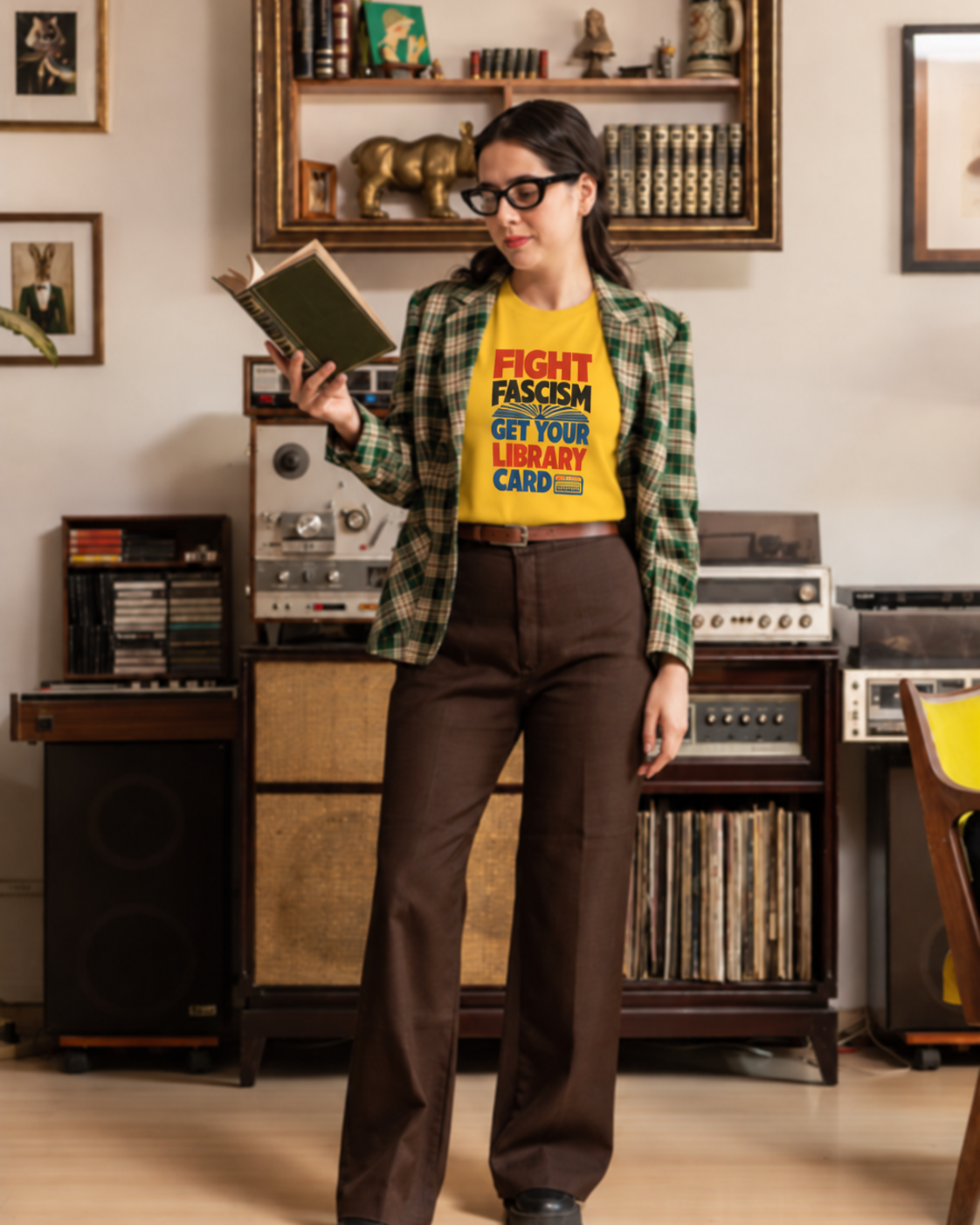 Fight Fascism. Get Your Library Card Unisex T-Shirt – Book Lover Graphic Tee