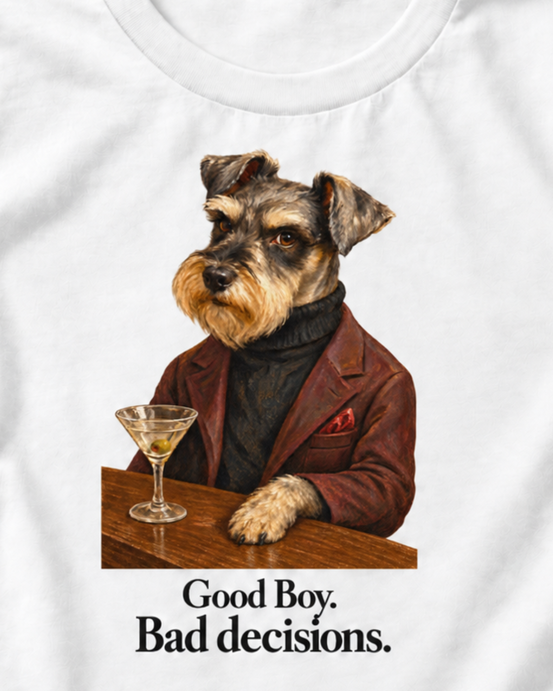 Good Boy. Bad Decisions. Funny Dog Unisex T-Shirt – Martini Graphic Tee