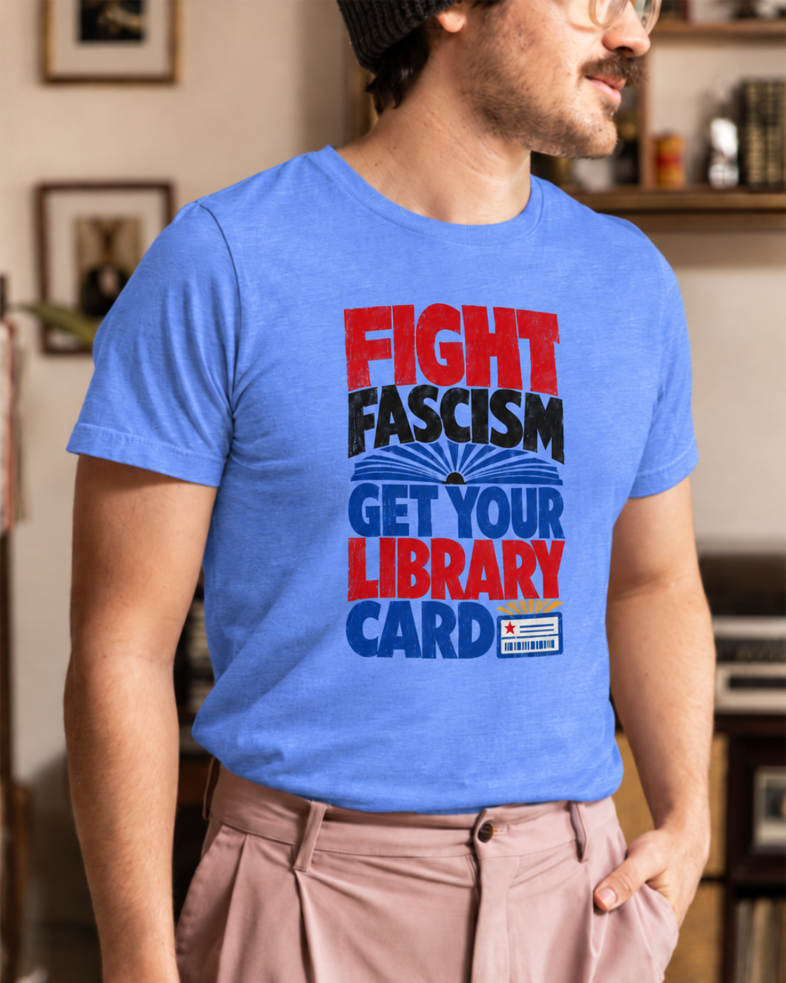 Fight Fascism. Get Your Library Card Unisex T-Shirt – Book Lover Graphic Tee