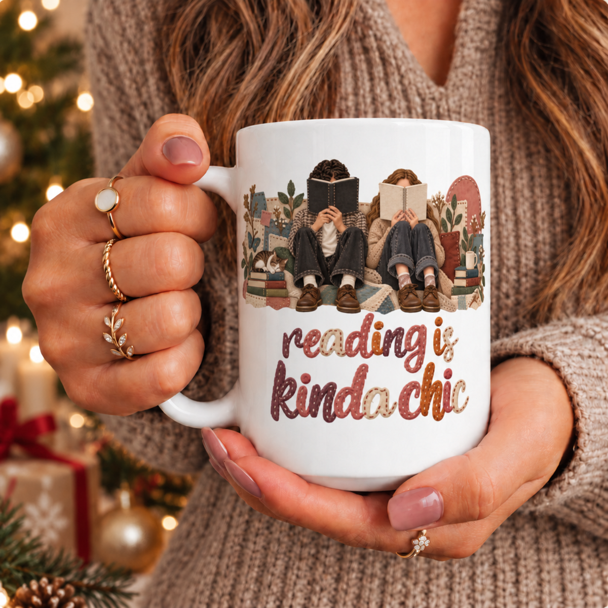 Book Lover Mug, Reading Is Kinda Chic, Bookish Gift Mug for Readers