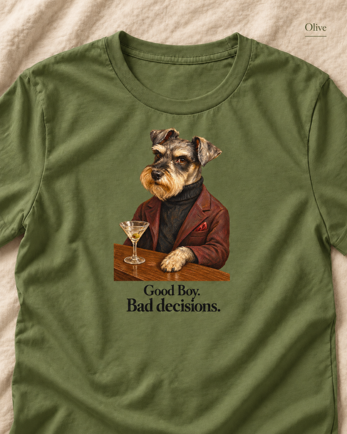 Good Boy. Bad Decisions. Funny Dog Unisex T-Shirt – Martini Graphic Tee