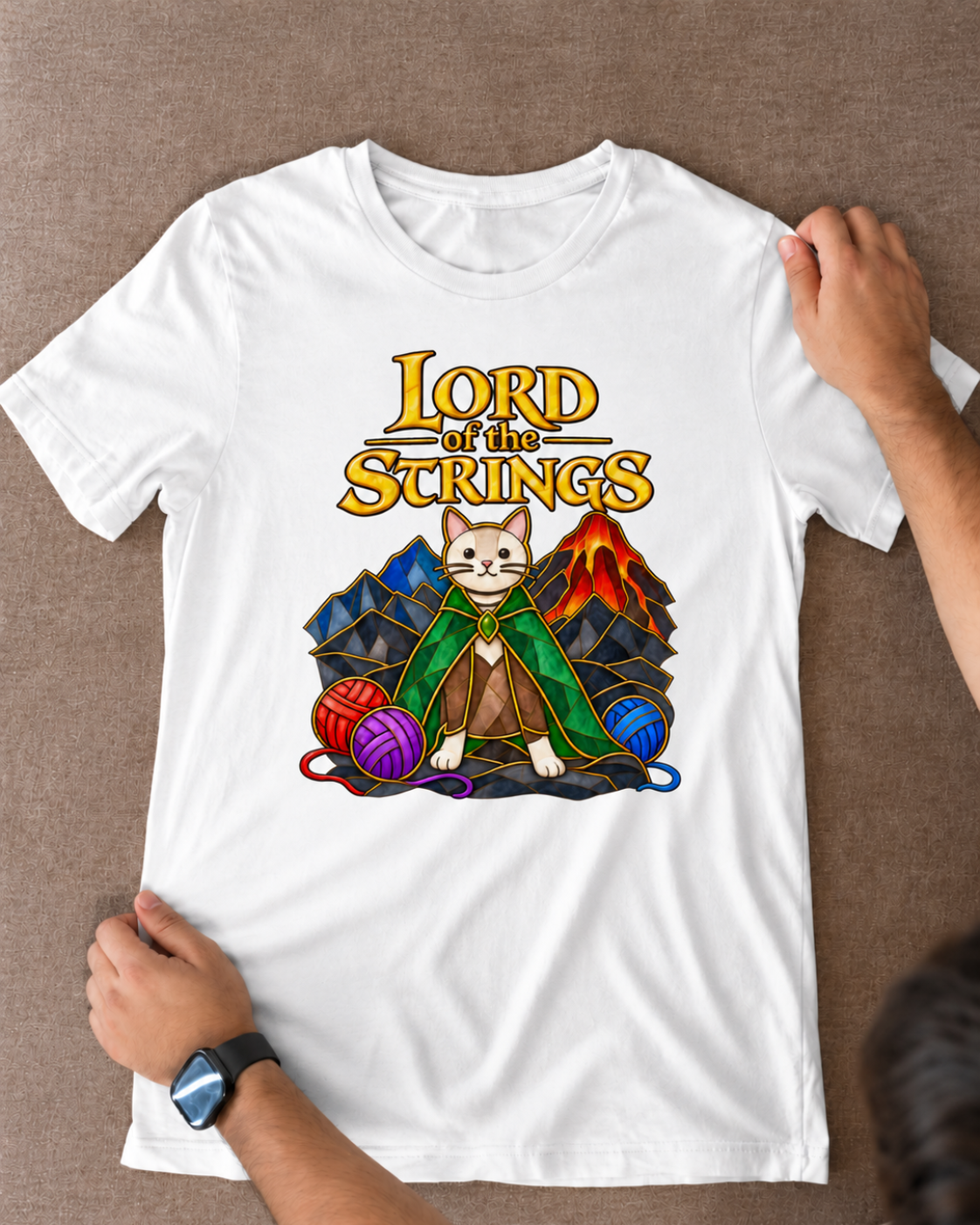 Lord of the Strings Cat Unisex T-Shirt – Funny Fantasy Book Lover Graphic Tee
