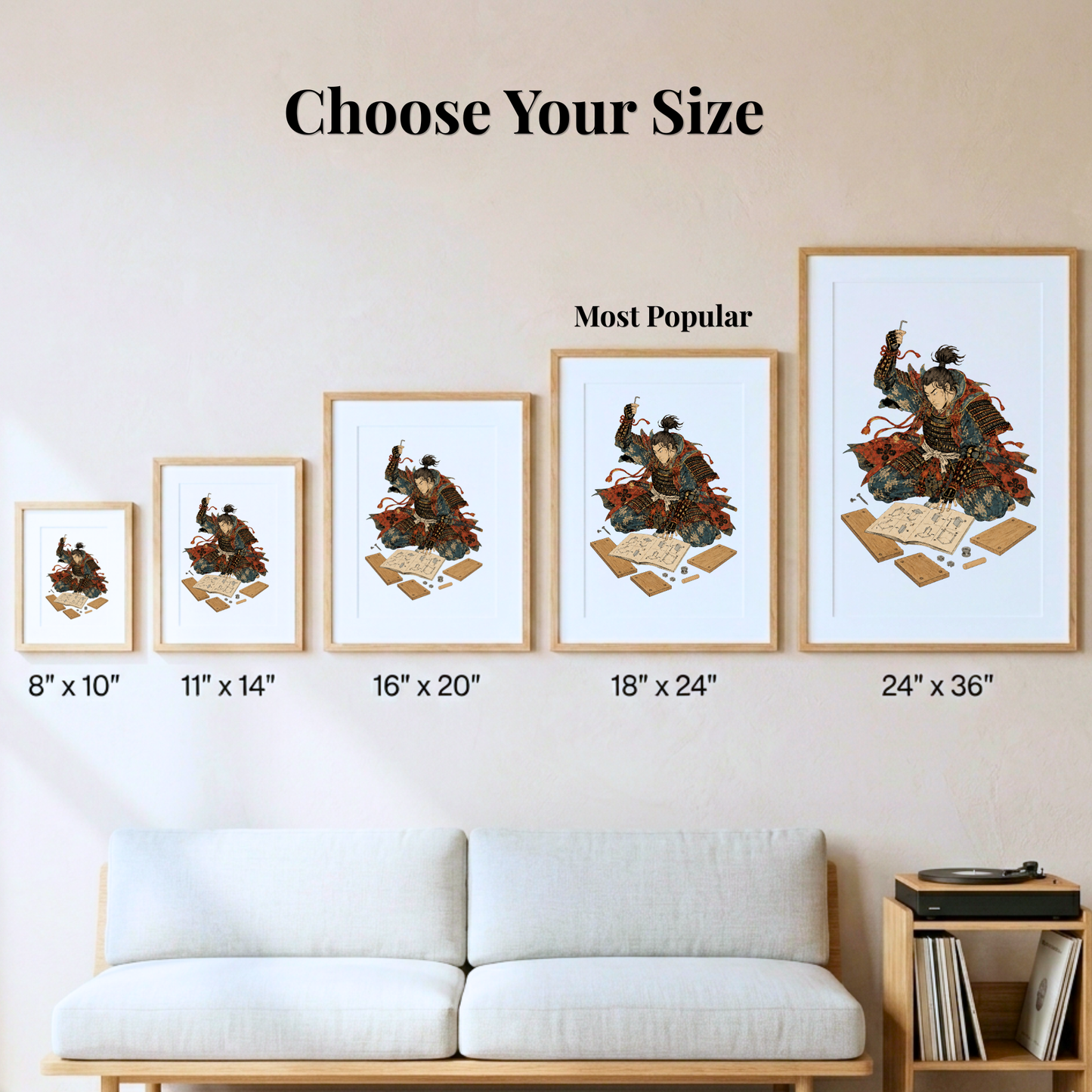 Samurai Wall Art Print, Funny Furniture Assembly Poster, Modern Japanese Ukiyo-e Decor