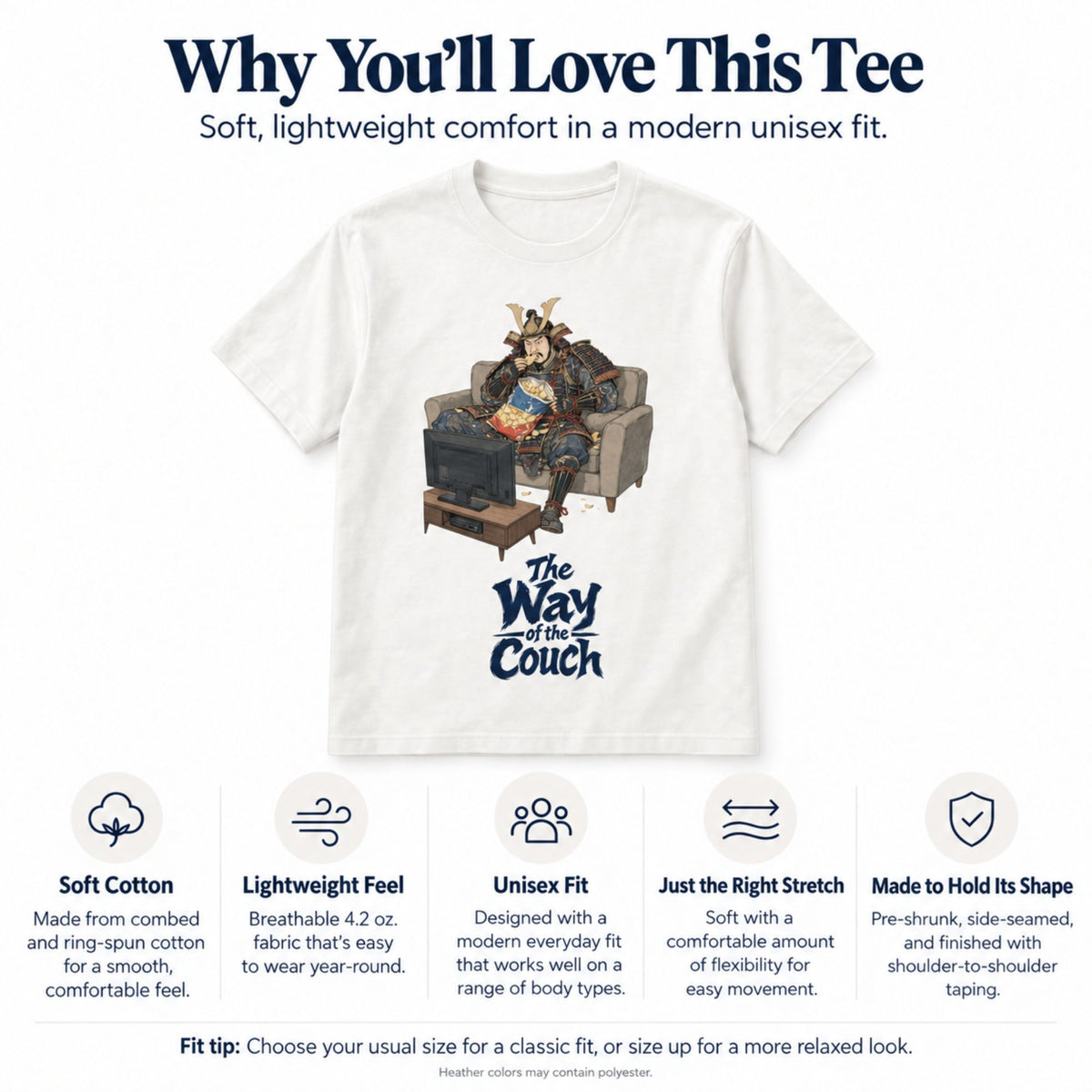 The Way of the Couch Samurai T-Shirt – Funny Japanese Art Unisex Graphic Tee