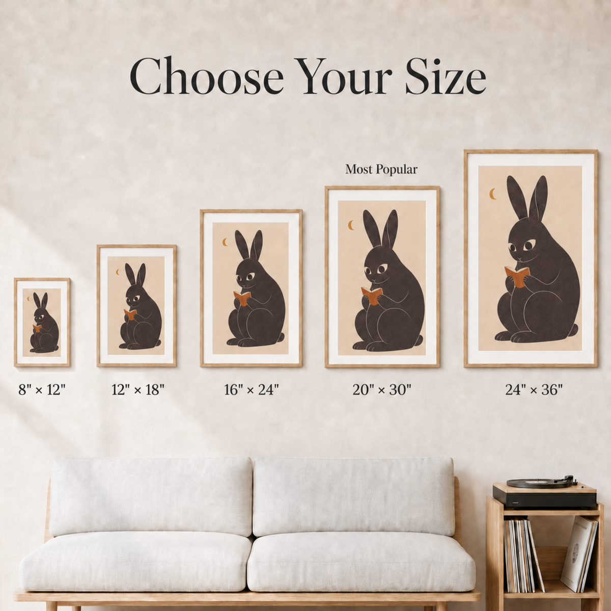 Book Lover Wall Art Print, Rabbit Reading Poster, Cozy Reading Nook Decor