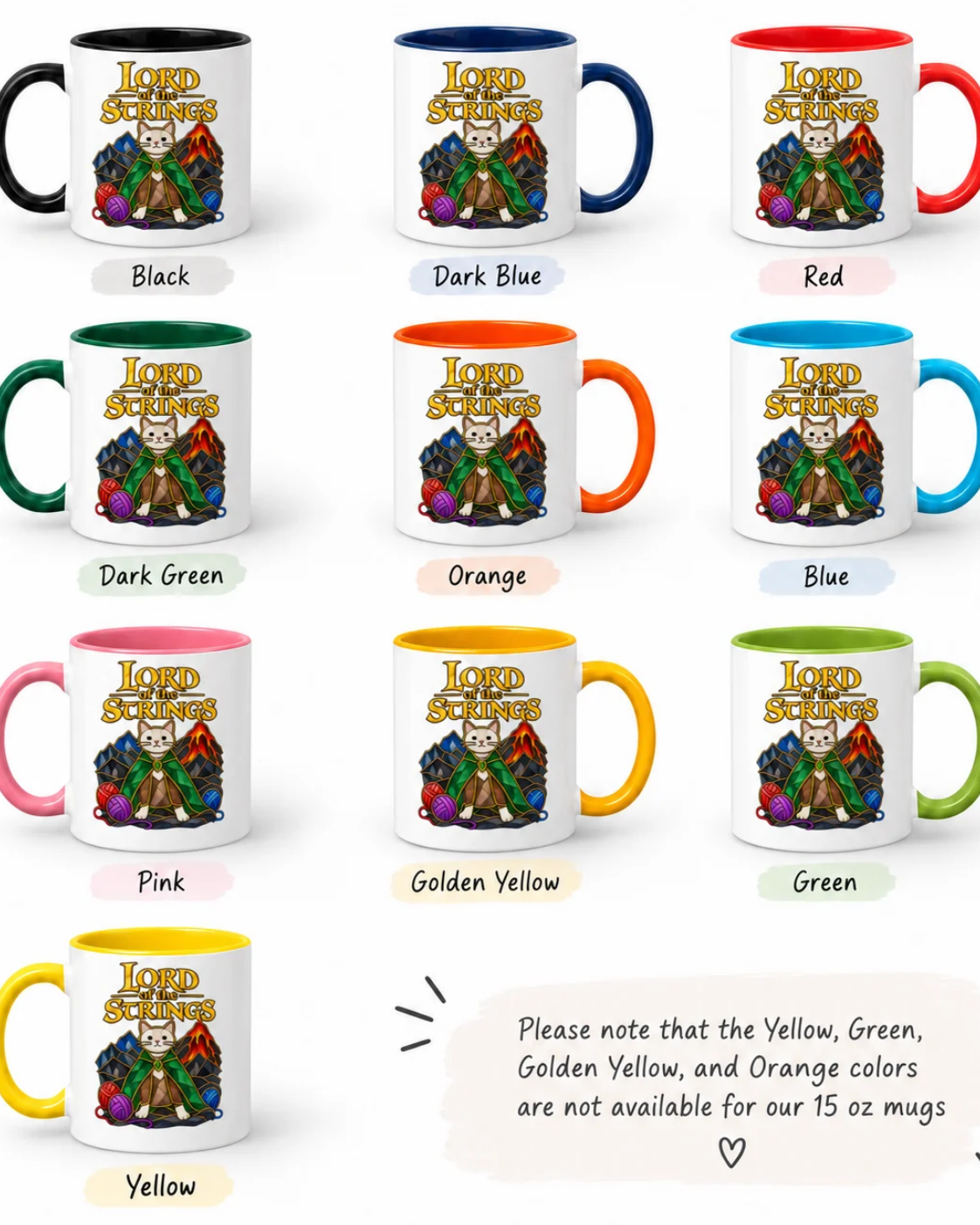 Lord of the Strings Cat Mug – Funny Fantasy Book Lover Coffee Mug
